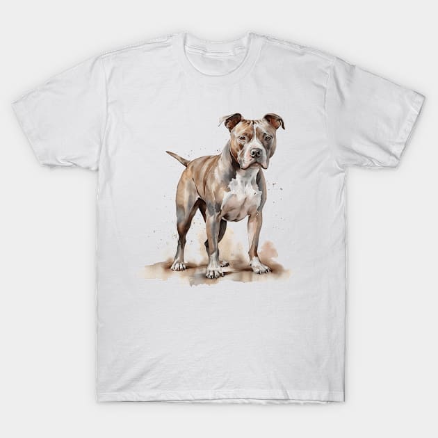 Pit Bull Watercolor Style T-Shirt by Gadsengarland.Art